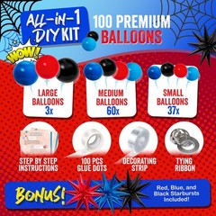 ALL-IN-1 Spider Balloon Arch Kit with BONUS Starburst for Spidy Birthday Deco…