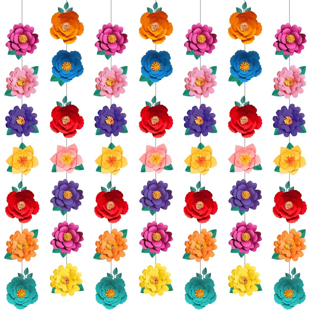 Spakon 8 Pcs Mexican Paper Flower Decorations 3.8 feet, Festival