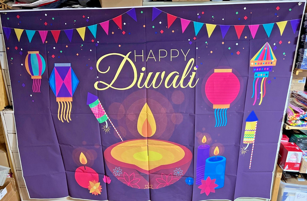 Happy Diwali Backdrop Banner Decorations Photo Booth Background 5′ x 7′ FREE SHP