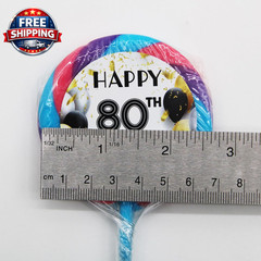 80Th Birthday Themed Lollipops 2 Inch – 3 Count – Happy Birthday Hard Candy – Pe
