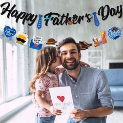 Happy Father’s Day Banner Decorations and Ceiling Hanging Swirls for Party, Love