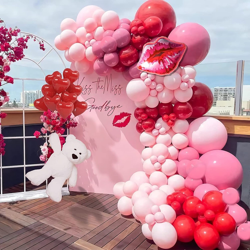 Valentines Day Balloon Garland Arch Kit Macaron Pink Pink Red Balloons Heart …