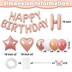 Letras Happy Birthday Globos 49PCS Rose Gold Decoracion De Cumpleaños Para Mujer