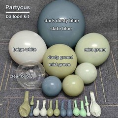 Blue Green Balloon Arch Kit Double Dusty Light Green Slate Blue White Pastel …