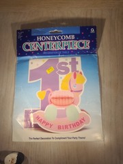 Vintage 1st Birthday Honeycomb Centerpiece Pink Pony Rocking Horse Amscan Korea