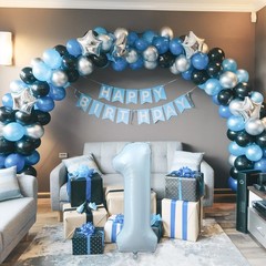 Big Number 1 Balloons, Light Matte Sky Blue Foil 1 Balloon Numbers 40 Inch, G…