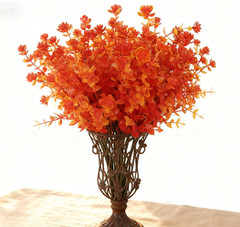 16 Piece Artificial Eucalyptus Flowers Set with Autumn Colors for Outdoors