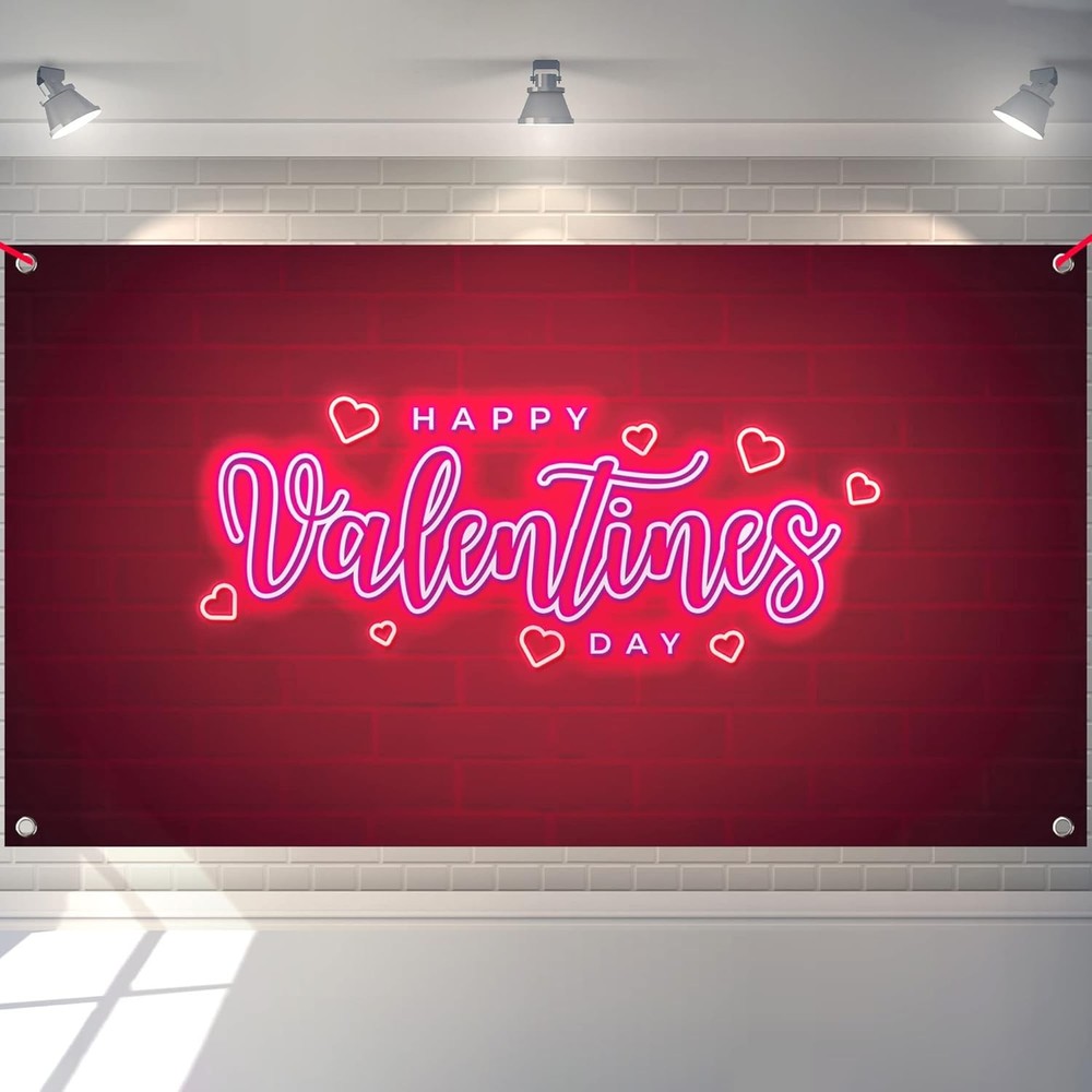 KatchOn, Happy Valentines Day Banner – XtraLarge 72×44 Inch | Neon Red,