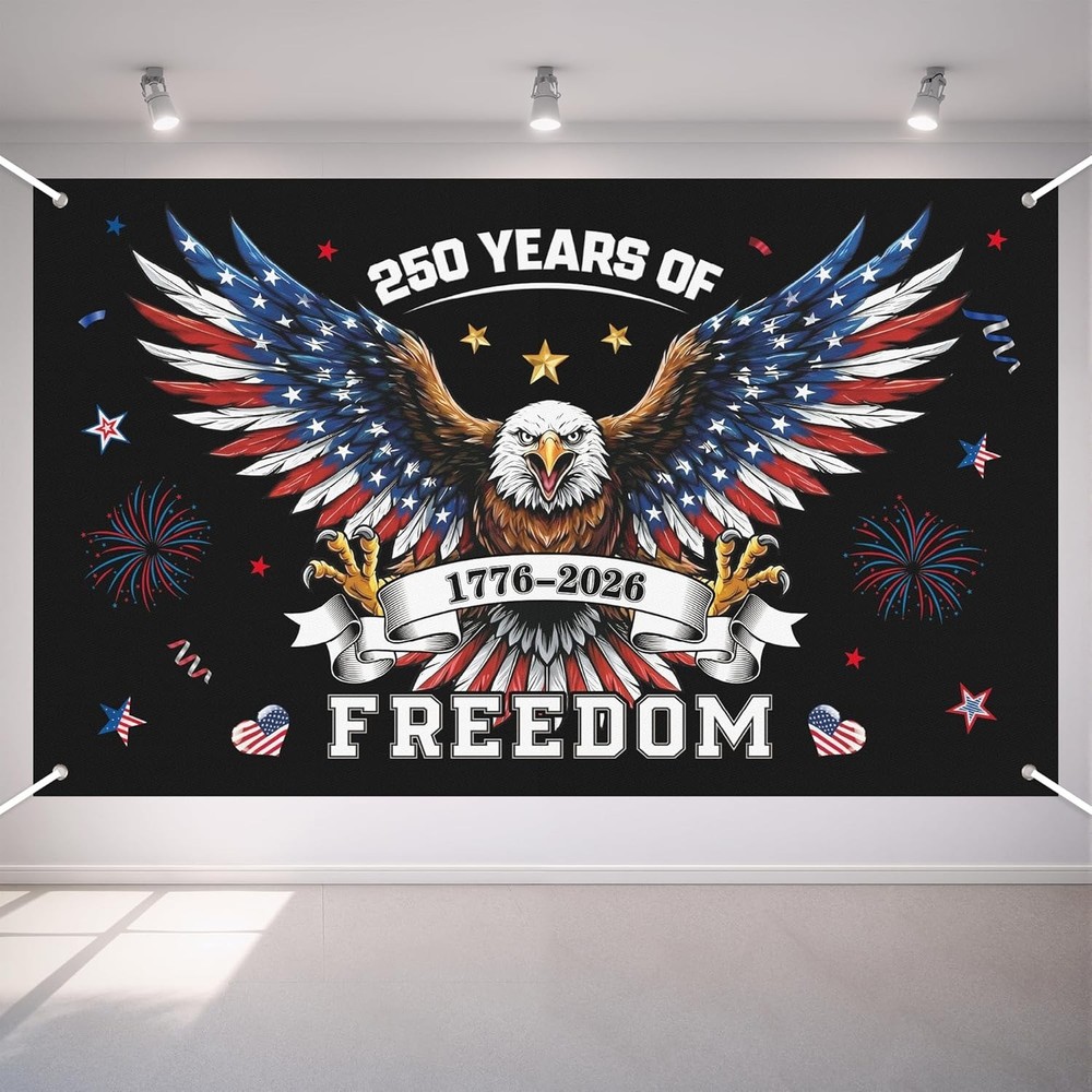 250th Anniversary Decorations 4th of July Backdrop for 1776-2026 America Merchan