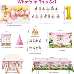 107pcs Classic Bear Birthday Decorations Set – Perfect for 1st Girl Birthday