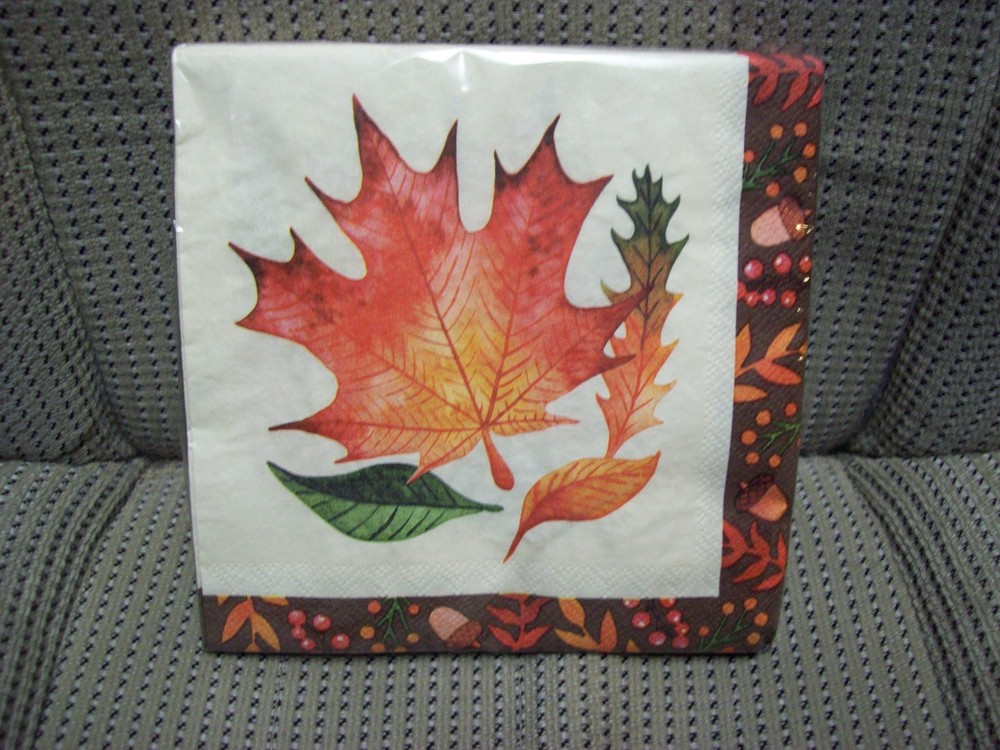 Moody Leaves sealed package of 16, 2 Ply Napkins, 12 7/8″ x 12 3/4″