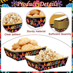 Mexican Fiesta Party Decorations – 50 Pcs Cinco De Mayo Paper Food Trays Disposa