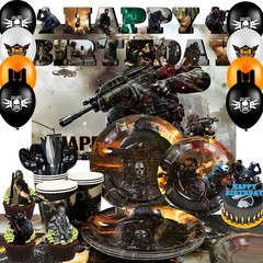 Call of Duty Kids Birthday Party Decor Supplies Set Tableware Cupcake Topper Cup