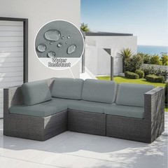 3 Seater Stretch Sofa Cover Waterproof for Outdoor Patio Furniture Light Gray