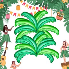 40 Pcs Palm Tree Leaves Balloons, Helium Foil Coconut Tree Leaves Balloons Gr…