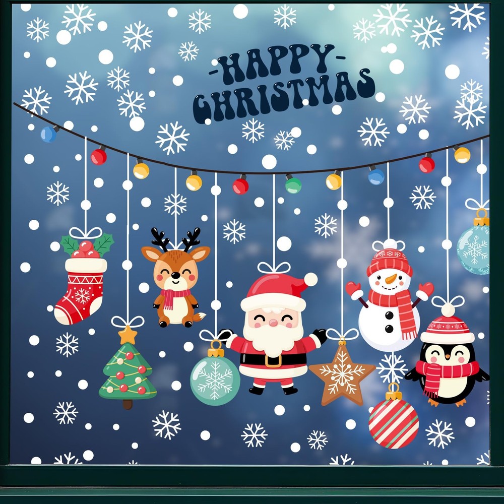177Pcs Christmas Window Clings Xmas 11 x 8.0 x 0.1 inches, Christmas-c