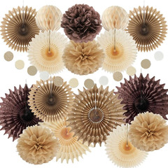 Brown Party Decorations Brown and Beige Paper Fans Party Decorations Neutral Par