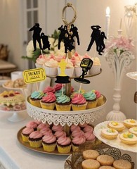 24pcs Paparazzi Party Decorations Red Carpet Cupcake Toppers Movie Theme Deco…