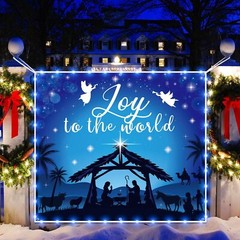 Christmas Nativity Garage Door Cover Decorations with LED String Lights 7×8 Ft