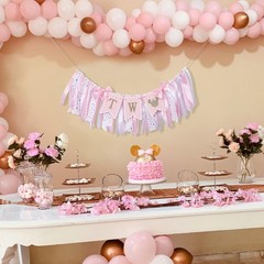 2nd Highchair Banner – 2nd Party Decorations,Pink Gold High Chair Ribbon Bann…