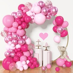 Amandir 153Pcs Pink Balloon Garland Arch Kit, Different Sizes 18 12 10 5 Inch Ho