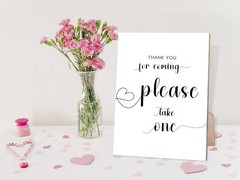 Minimalist Style Please Take One Sign for Wedding, Baby Shower, Bridal Shower…