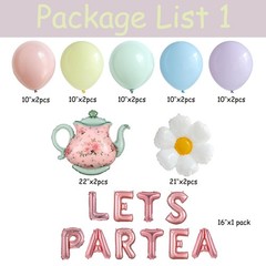 Tea Party Decorations 26Pcs Macaron Balloons with LETS PARTEA Foil Balloon Ba…