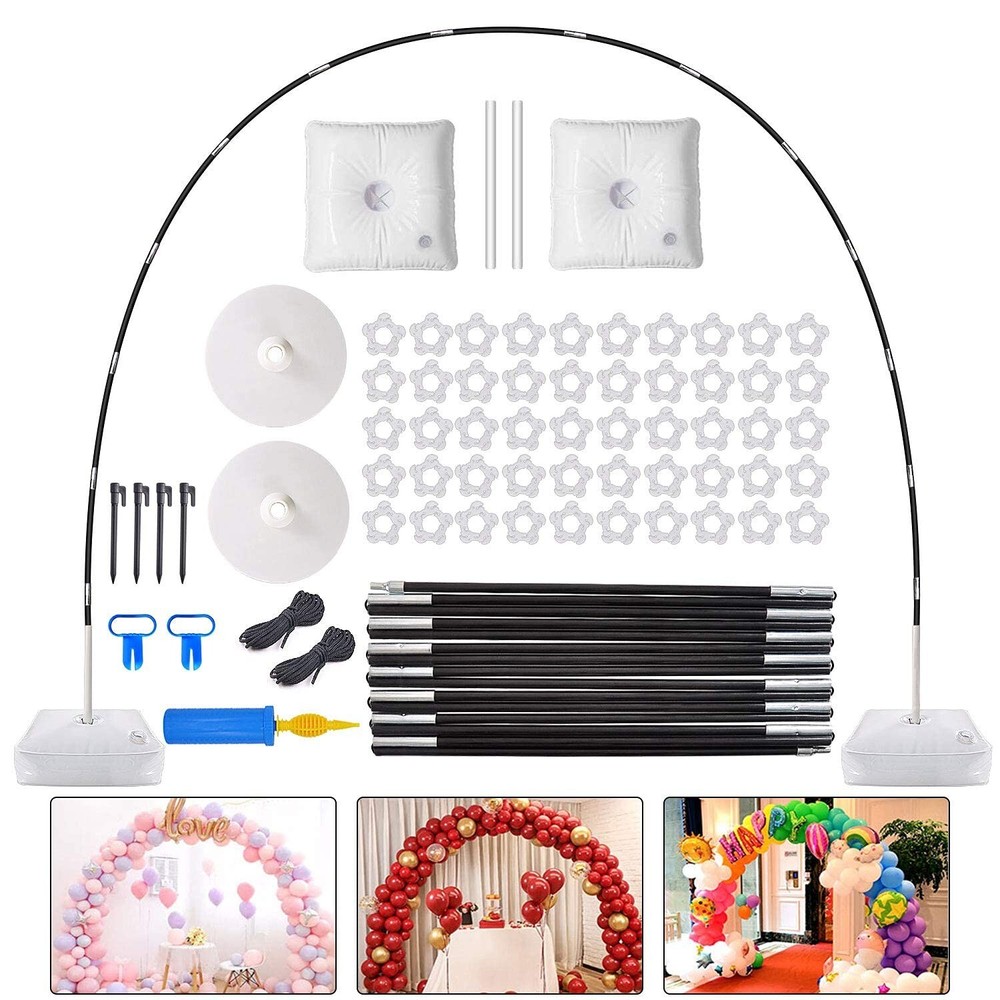 Metal Round Backdrop Stand Balloon Arch Kit – 6.56ft(2m) Golden Circle Backdr…