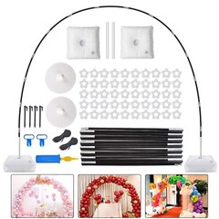 Metal Round Backdrop Stand Balloon Arch Kit – 6.56ft(2m) Golden Circle Backdr…