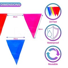 20x Bunting Flags Multi Coloured PVC Banner For Party Indoor Outdoor 10m/33feet