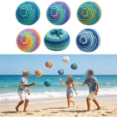 Knitted Footbags Set 6 Pieces Hand Crafted Cotton for Juggling Kicking Practice