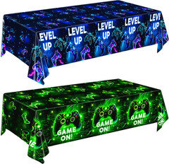 4 PCS Video Game Tablecloth for Player Gaming Birthday Party Decorations, 54 x 1