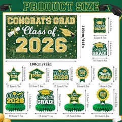 2026 Graduation Decorations Set – Class of 2026 Congrats Grad Backdrop Banner…