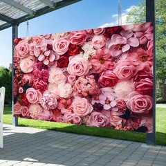 10x8ft Flower Backdrop Pink Red Rose Flowers Floral Wall Photography Background