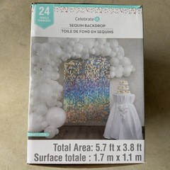 Celebrate It Sequin Backdrop 24 Panels 5.7 x 3.8 ft Iridescent Party Photo Wall