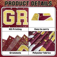 Graduation Backdrop 2026 – Congrats Grad Banner Class of 2026 Maroon Gold Gra…