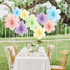 SUNBEAUTY 9 PCS Pastel Paper Flowers Decorations for Variety Pack,