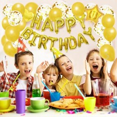 48Pcs Yellow Foil Balloons Birthday Party Decorations Set Happy Birthday Banner