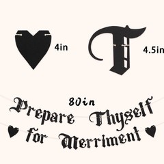 Gothic Banner – Black Old English Letter Garland with Hearts, Prepare Thyself…