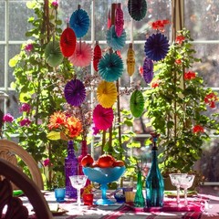 20 PCS Colorful Paper Fans Rainbow Happy Birthday Party Fiesta Decor Assorted