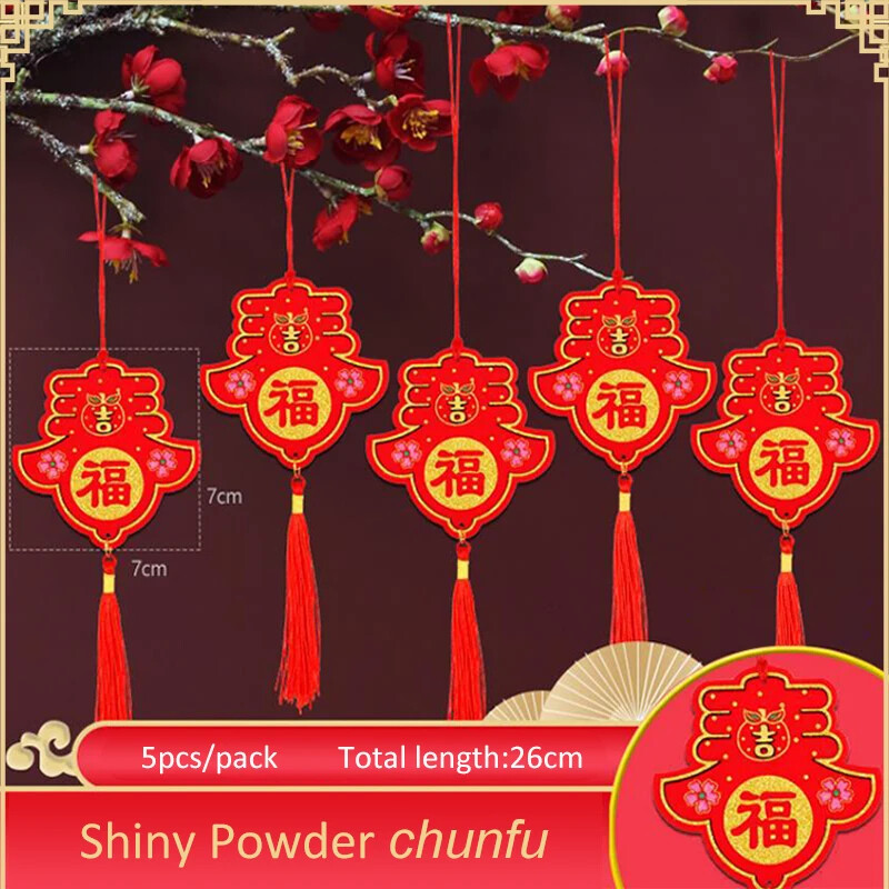 5Pcs Pendants Year Spring Festival Red Pendant Decorations Hanging Ornaments