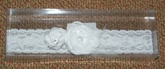 Vintage Lace White Garter Flower Rhinestone Feather Lillian Rose Fast Shipping