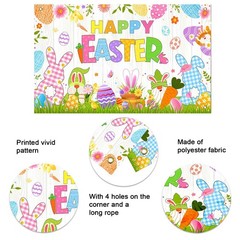 Happy Easter Banner Backdrop Spring Bunny Rabbit White Rustic Wooden Wall Photo