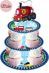 3-Tier Train Cardboard Cupcake Stand – Birthday Party Supplies, round Dessert Ca