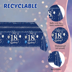 Blue 18th Birthday Decorations for Boys Girls Navy Blue Silver Happy 18th Bir…