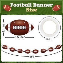 4 Pack Football Party Decorations, 32 PCS Cardboard Brown