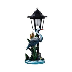 For Outdoor Solar Crane Statue with Warm LED Lantern 13.6in Height Resin