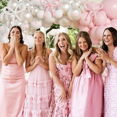 Pink Bow Balloons Arch Garland Kit,199Pcs Pink and White Balloon Arch Kit wit…