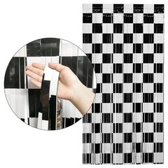 2 Pack Race Car Foil Fringe Curtains Backdrop Party Decorations 3.3 x 6.6 Ft