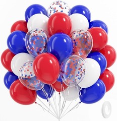 60 Pcs 12 Inch Red White Blue Balloons Patriotic 4th of July Party Decor